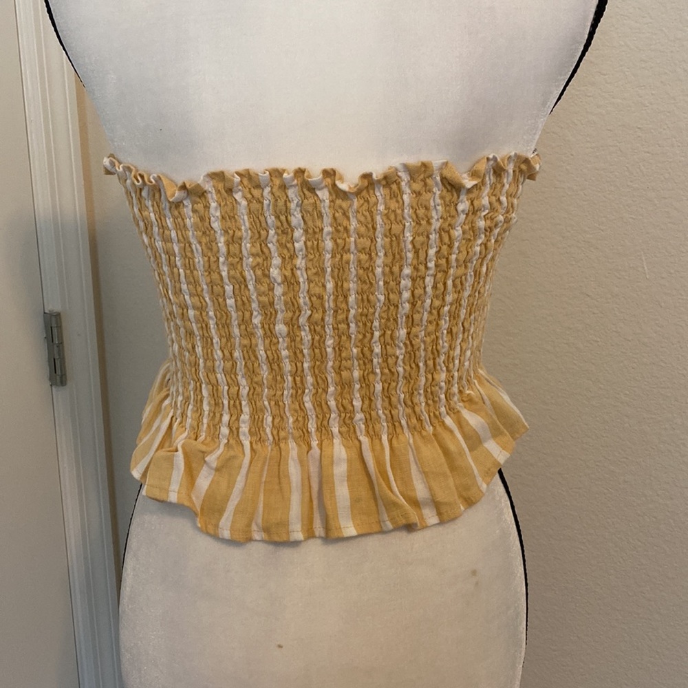 Faithfull The Brand “Sloane” Linen Strapless Crop Top (Size 8) - Picture 5 of 7